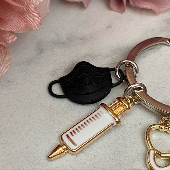 Nurses Keychain with Stethoscope, Nurses Cap & Black Face Mask - Picture 8 of 16